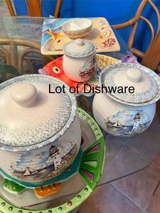 lot 249 image: Set of Nautical-Themed Ceramic Dishware and Platters