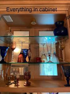 lot 263 image: Assorted Colorful Glassware Collection Including Vases and Goblets
