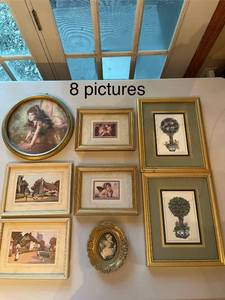 lot 287 image: Set of 8 Framed Art Prints featuring Various Subjects