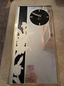 lot 288 image: Stamford Rectangular Wall Clock with Floral Design