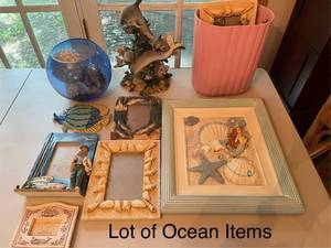 lot 291 image: Collection of Oceanic Decor with Decorative Frames and Figurines