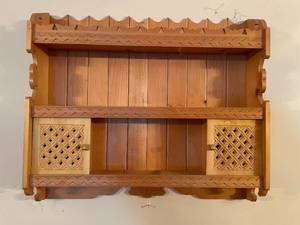 lot 297 image: Wooden Wall-Mounted Shelf with Carved Design