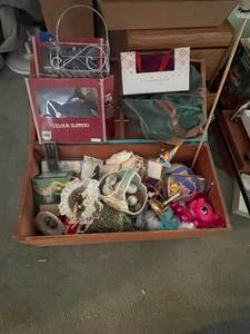lot 404 image: Assorted Box of Home Decor, Vintage Toys, and Accessories