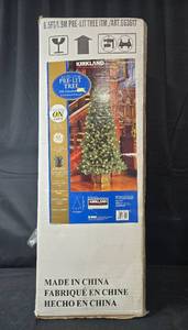 6.5ft Pre-Lit Christmas Tree with Constant On Lights and Decorative Planter