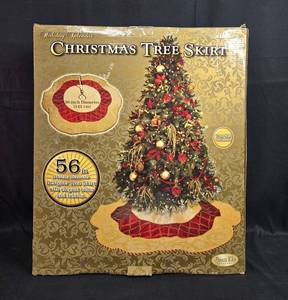 lot 28 image: Holiday Splendor 56-inch Christmas Tree Skirt with Elegant Trims