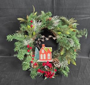 lot 58 image: Set of 2 Decorative Holiday Wreaths