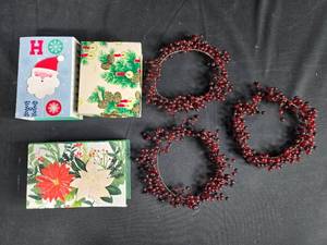 lot 64 image: Holiday Decor Set with Gift Boxes, Berry Rings, and Ornaments