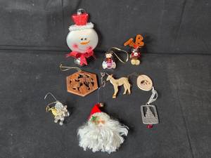 lot 73 image: Collection of Assorted Holiday Ornaments Including Santa and Snowman