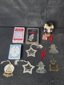 lot 75 image: Collection of Christmas Ornaments, Including Nutcracker and Star Ornaments