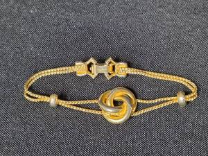 lot 80 image: 1950s Goldette Vintage Gold Tone Knot Bracelet with Gold Chain