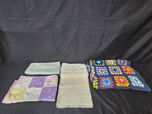 lot 96 image: Collection of Blankets Crochet, Quilted, and More