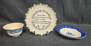 lot 133 image: Set of Vintage Porcelain Items Serenity Plate, Cup, and Saucer