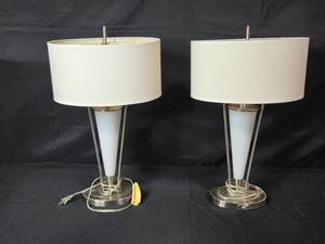 lot 141 image: Pair of Table Lamps with Night Light Feature