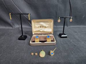 lot 147 image: Assorted Vintage Jewelry Set with SWANK Cufflinks and Earrings
