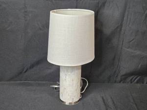 lot 171 image: Elegant Mother of Pearl Table Lamp with White Shade