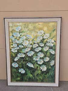 lot 177 image: Vintage Turner Wall Accessory Oil Painting with Daisies by Hupman