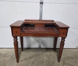 lot 181 image: Vintage Wooden Writing Desk with Hidden Compartments