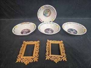 lot 188 image: Kelloggs 1996 Collectible Cereal Bowls Set with Wooden Frames