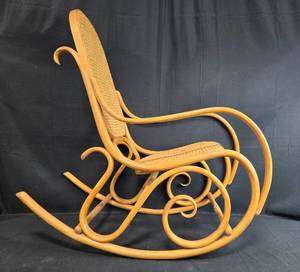 lot 210 image: Vintage Bentwood Rocking Chair with Cane Seat and Back