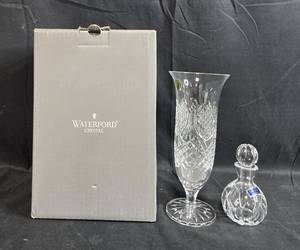 lot 236 image: Vintage Waterford Crystal Vase & Marquis Perfume Bottle Set