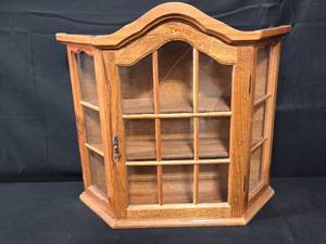 lot 241 image: Vintage Wall Display Cabinet with Glass Doors