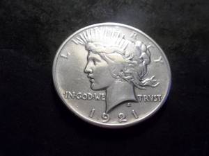 lot 21 image: 1921 Peace Silver Dollar High Relief