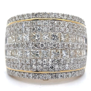 3 Carat Natural Diamond Pavé Multi-Row Ring in 14k Yellow Gold *VIDEO*