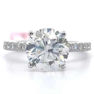 lot 5 image: 3.50 Carat Round Diamond Pav Ring in 14k White Gold w Report VIDEO