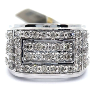 lot 14 image: Mens 2 Carat Pav Natural Diamond Geometric Ring in White Gold VIDEO