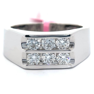 lot 17 image: Mens 1 Carat Diamond Double Channel Geometric Top Ring in White Gold VIDEO