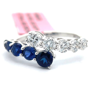 lot 20 image: 0.77 Carat Blue Sapphire & Diamond Bypass Crossover Ring in 14k White Gold VIDEO