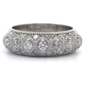 lot 31 image: 0.75 Carat Diamond Dome Band Milgrain Ring VIDEO