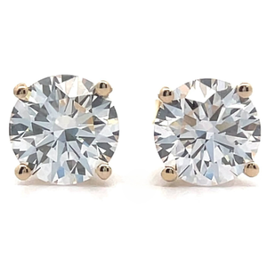 lot 12 image: 2 Carat Diamond Solitaire Four-Prong Martini Stud Earrings in 14k Yellow Gold w Report VIDEO