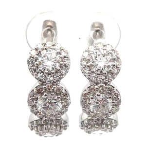 lot 13 image: 2.25 Carat Pav Diamond Triple Halo Hoop Earrings in 14k White Gold VIDEO