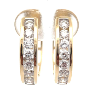 lot 18 image: Classic 1 Carat Diamond Channel Hoop Earrings in 14k Yellow Gold VIDEO
