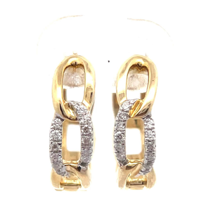 lot 22 image: Contemporary 0.10 Carat Pav Diamond Chain Hoop Earrings in 14k Yellow Gold