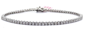 lot 16 image: Scintillating 3 Carat Diamond Tennis Bracelet in 14k White Gold VIDEO