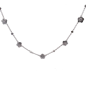 lot 35 image: 3 Carat Diamond Flower Cluster Station Necklace