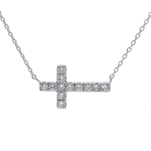 lot 30 image: NEW 12 Carat Diamond East-West Cross Necklace