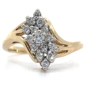 lot 29B image: 0.50 Carat Natural Diamond Waterfall Cluster Ring in 14k Yellow Gold VIDEO