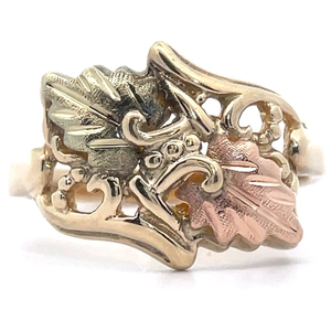 lot 35B image: Black Hills Gold Filigree Ring in Tri-Color Gold VIDEO