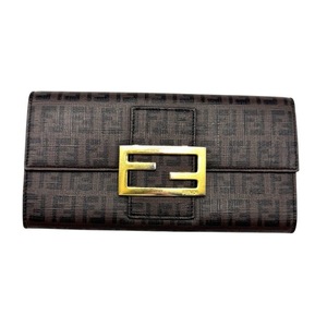 lot 28B image: Fendi Brown Zucca Pattern PVC Long Wallet Pre-Owned Retail $750
