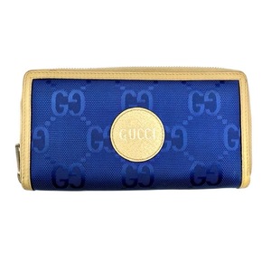 lot 28D image: Gucci Blue GG Canvas and Leather Zip Around Wallet Pre-Owned Retail $750