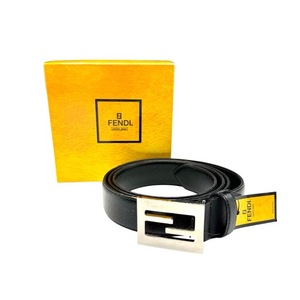 lot 19E image: Fendi Black Leather Silver Hardware Belt Size 4349 in (Approx. US Mens 3844) Pre-Owned Retail $650