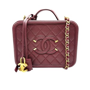 Chanel Burgundy Medium Filigree Vanity Case; Pre-Owned Retail $4,200