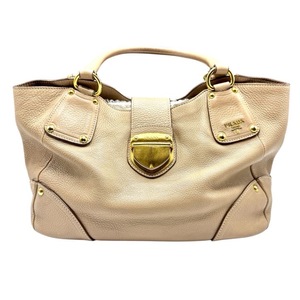 lot 7D image: Prada Brown Vitello Daino Leather Shoulder Bag Pre-Owned Retail $900