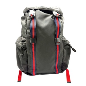 lot 7A image: Gucci Black Nylon Tiger Head Web Stripe Backpack Pre-Owned Retail $1,600