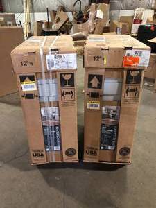 lot 9 image: Lot of Hampton Bay Shaker 12 in. W x 24 in. D x 34.5 in. H Assembled Base Kitchen Cabinet in Dove Gray with Ball-Bearing Drawer Glides   Customer Returns See Pictures