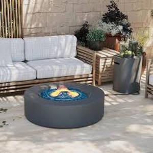 lot 53 image: UPHA 42 in. Round Outdoor Concrete Propane Fire Pit with Tank Cover, Dark Gray Customer Returns See Pictures