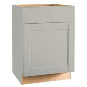 lot 4 image: Hampton Bay Shaker 30 in. W x 24 in. D x 34.5 in. H Assembled Sink Base Kitchen Cabinet in Dove Gray Customer Returns See Pictures